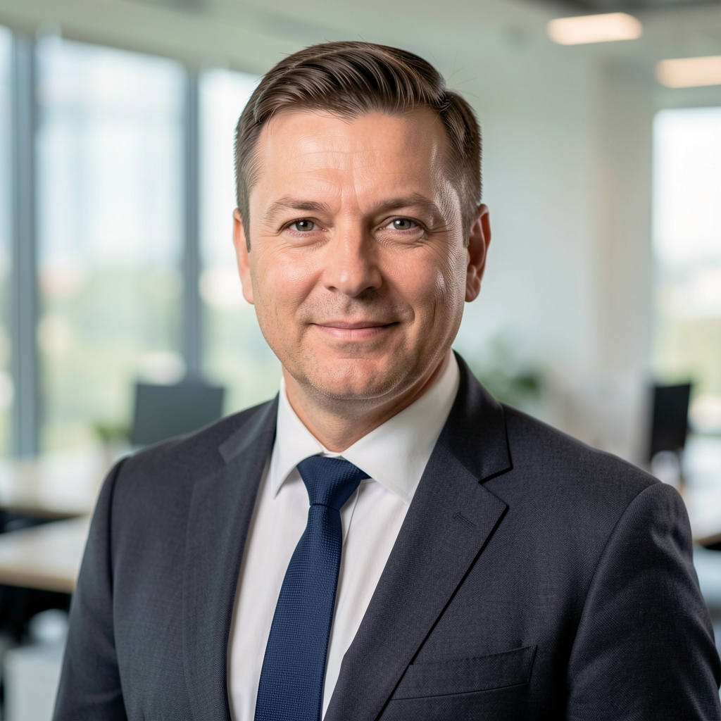 Nikola Đurović, Stariji istraživač Tenure, portret u modernoj kancelariji